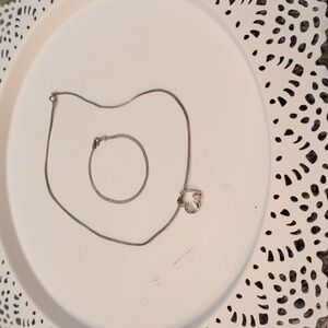 Bundle Of Silver Necklace with Heart Charm & Bracelet